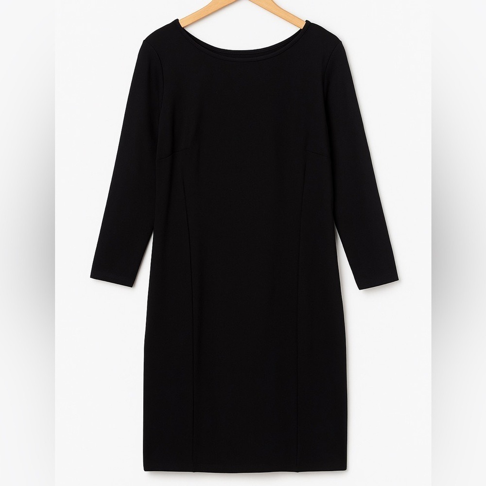 Ann Taylor Factory Black Ponte Sheath Dress Medium Clean Girl Quiet Luxury
